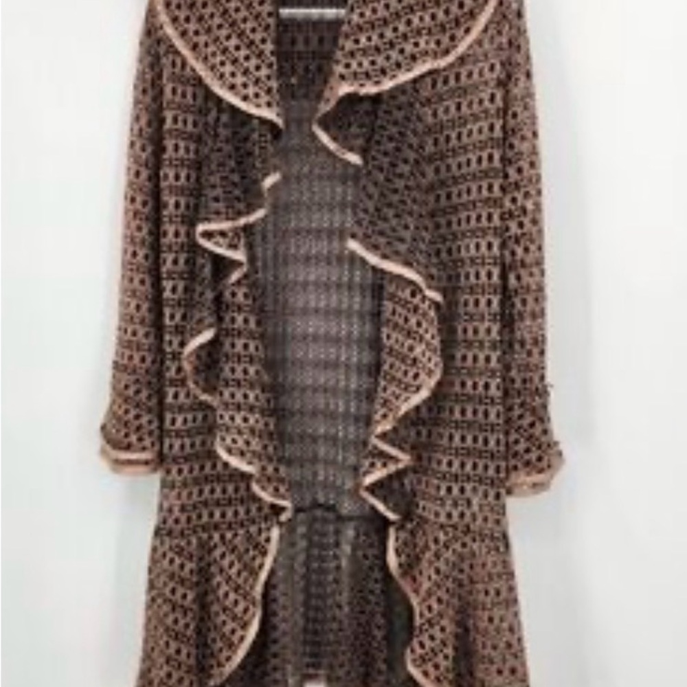 Elegant Brown Open-Front Sweater